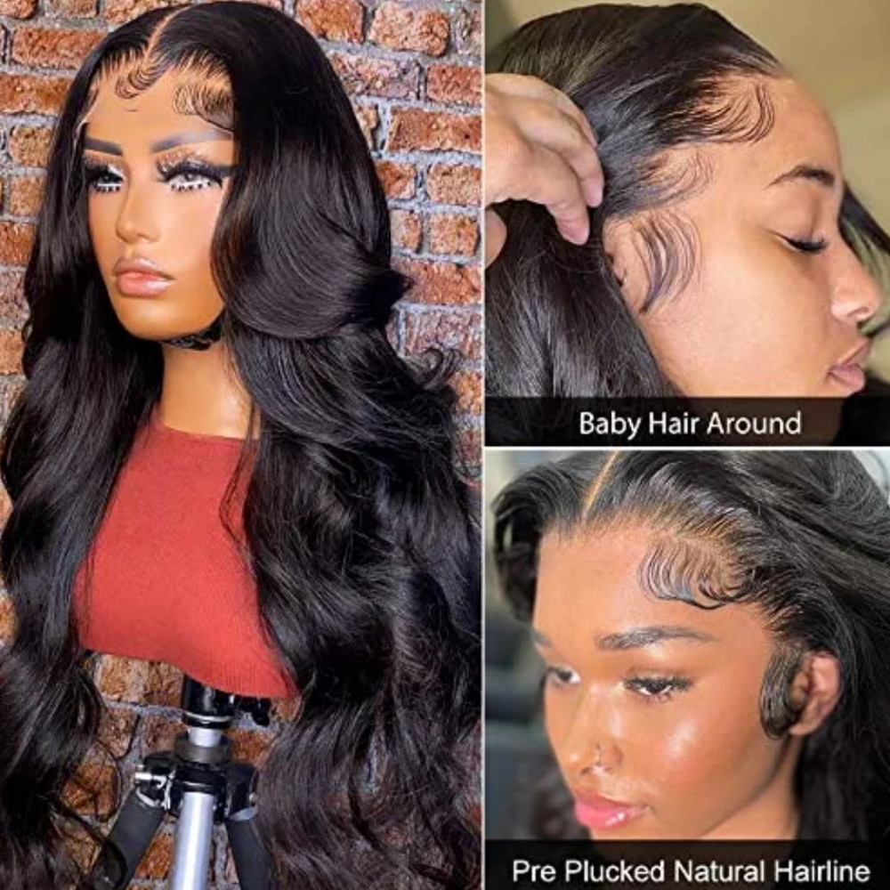 Body wave with baby hair human lace front wig
